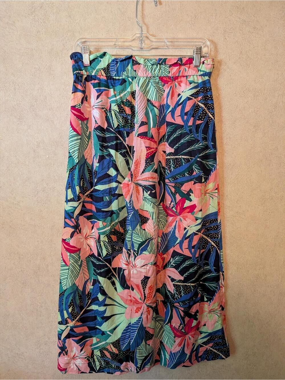 LOFT blue pink floral wide leg pants sz 4 - Picture 6 of 7